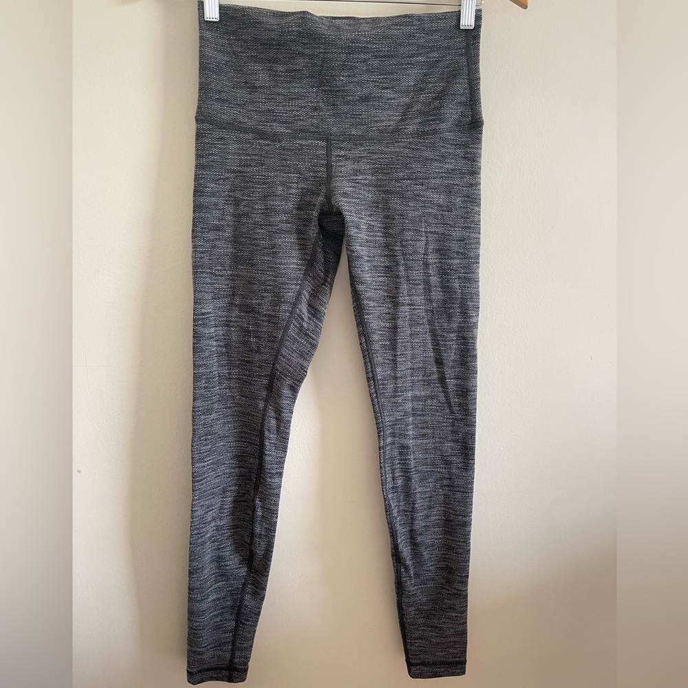 Lululemon Women’s Size 8 Wunder Under Leggings Black Grey Heather